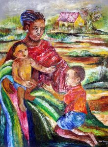 Mère et enfants, Henriette Goussikindey,©Artisttik Africa